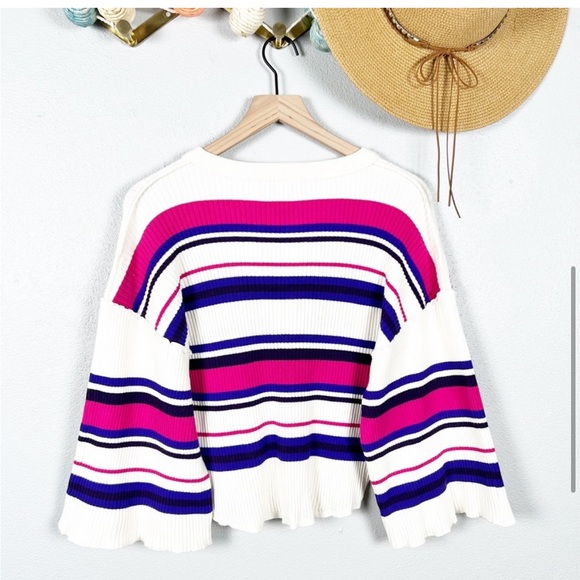 Urban Outfitters Tenny Ribbed Henley Striped Cropped Sweater - Picture 4 of 7